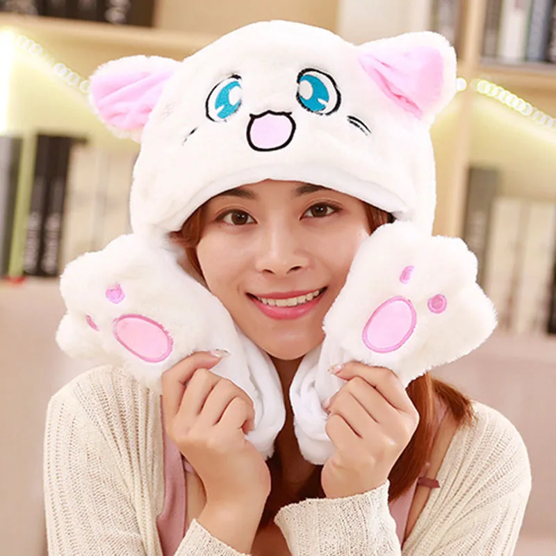 

Newly 1 Pcs Rabbit Animal Ear Hat Cap Cute Plush Controllable Airbag Gift For Children Kids Girl FDM