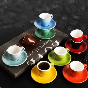 

80Ml Artistic Elegant Italian Concentrated Coffee Cup Dish Set Multicolor Ceramic with Coaster Spoon Exquisite Espresso Mug