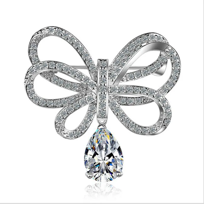 Europe And The United States Trend Micro Zircon Bow Brooch Fashion And Exquisite Accessories