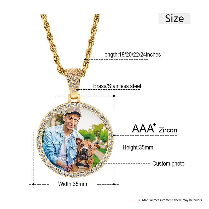 Hot Custom Photo Pendant Necklace Personality Men's Hip Hop