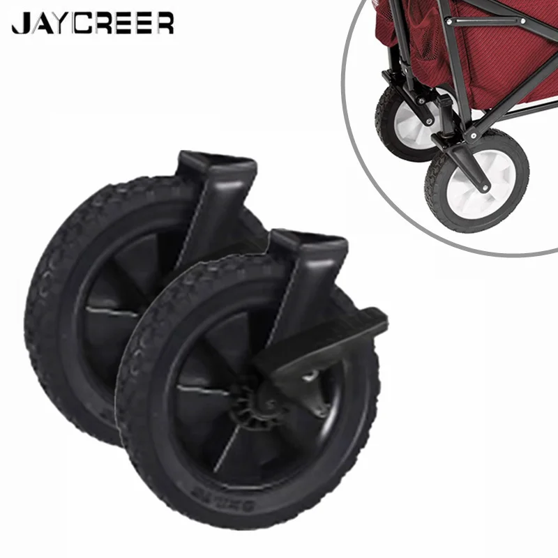 JayCreer Utility Folding WagonCart Replacement Parts-Diameter 8" Width 1.75" EVA Foam Solid Brake Wheels With Fork