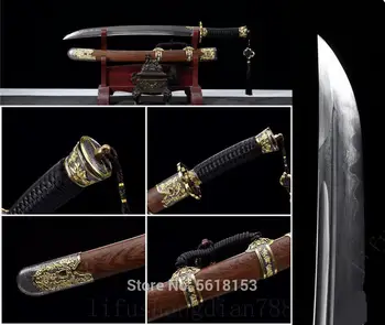 

DAMASCUS FOLDED STEEL CLAY TEMPERED SHARP Two-color plum CHINESE QING SWORD
