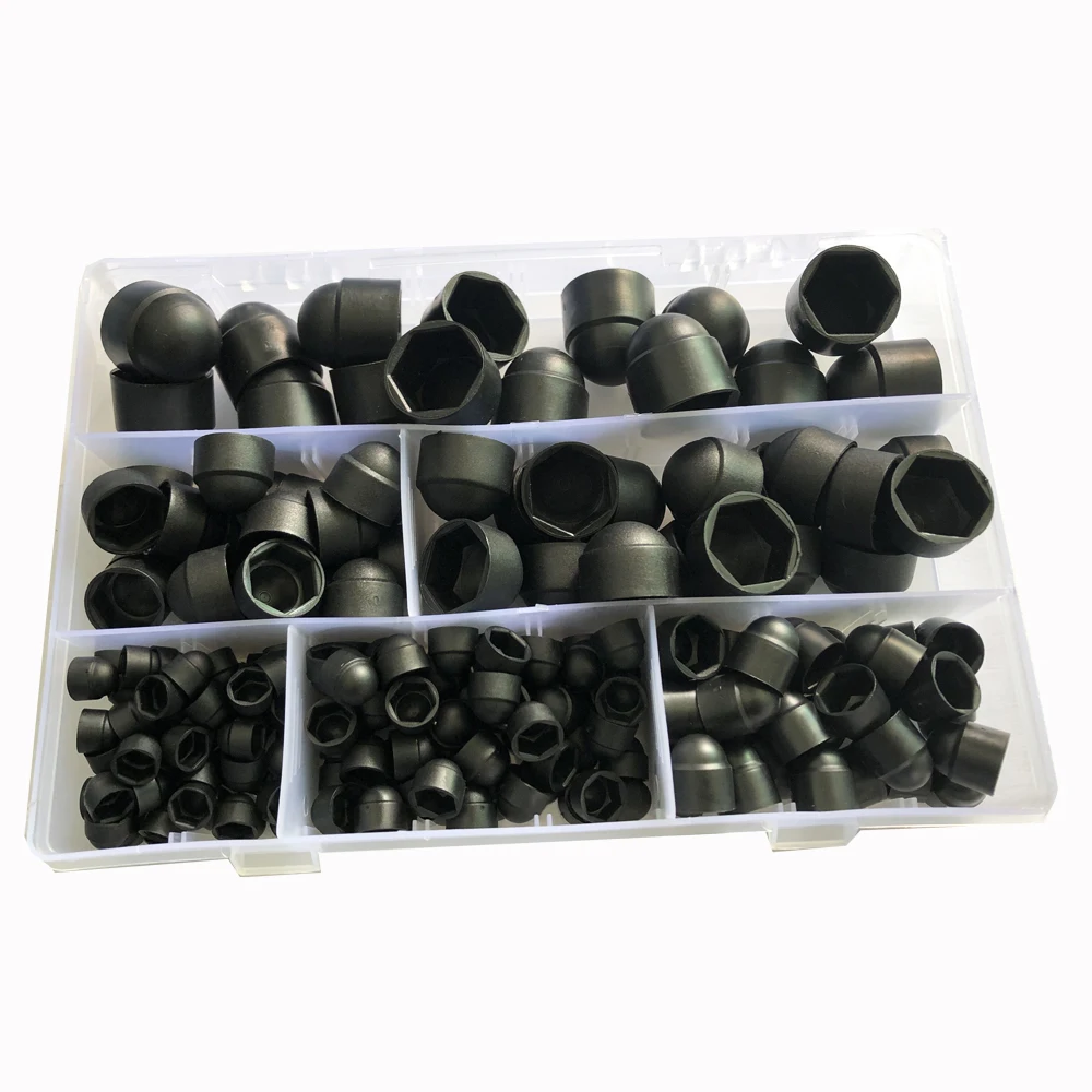 Black White Dome Protection Cap Covers Exposed Hexagon Plastic PE Nut Bolt Assortment Kit