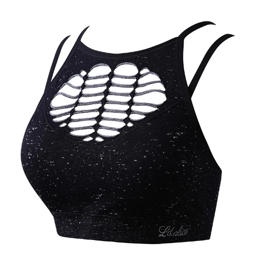 FY047 black Женский спортивный бюстгальтер, сексуальный, сетчатый, Brathable, спортивный топ, пуш-ап, женский, для спортзала, фитнеса, Спортивное нижнее белье, Женский бесшовный бюстгальтер для бега, йоги - Цвет: FY047 black