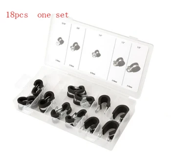 

Free shipping Pipe Clamp 18pcs/lot Galvanized iron Rubber Lined P Clips Cable Mounting Hose Pipe Clamp Mikalor