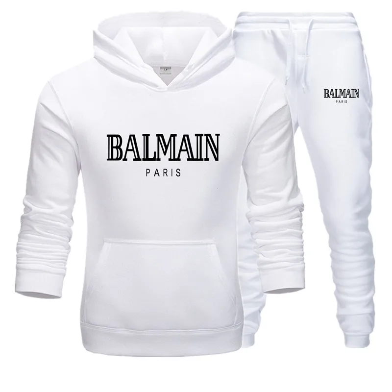 

Men Sets Balmain Print Sweatsuit Tracksuit 2019 Brand Sporting Suit Trackssuit Male Sportswear Jackets Hoodie And Pants