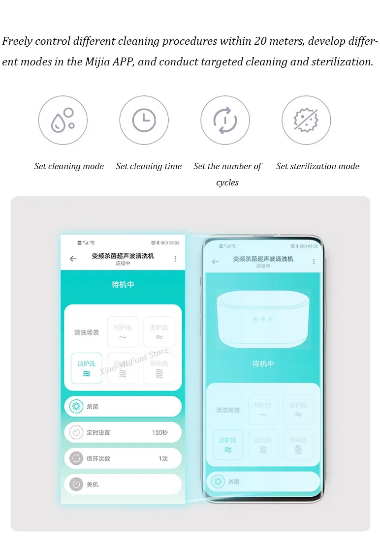 Youpin Eraclean Smart Ultrasonic Cleaner Ultrasonic Sonic Vibration Cleaning Machine Jewelry cleaner Work with Mi Home App