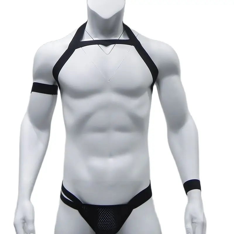 

CLEVER-MENMODE Body Chest Mens Harness Belt Lingerie Thongs Set Sexy Elastic Shoulder Bondage Strap G-string Costume Arm Band