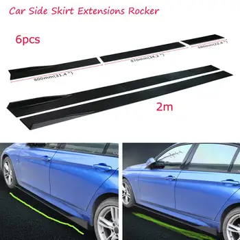 

Auto Accessories Universal 6pcs Lower Carbon Fiber Car Side Skirt Extensions Rocker 2M Splitters Diffuser Lips Side Skirt