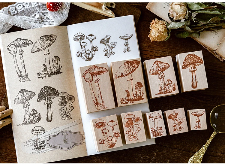 Милый гриб коллекция серии украшения штамп деревянные резиновые штампы для stationery канцелярские принадлежности DIY ремесло Стандартный штамп