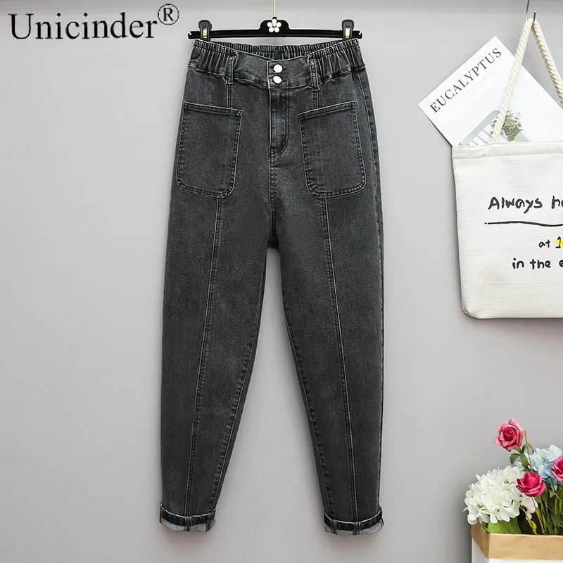 

Unicinder 2020 Plus Size Jeans Women's Loose Harem Pants Full Length High Waisted Jeans Women Denim Plus Size Jeans# 202