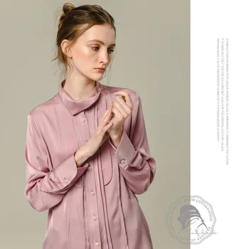 

light pink silk crepe blouse for women high quality long sleeve plus size casual sexy office dress shirts loose drop ship