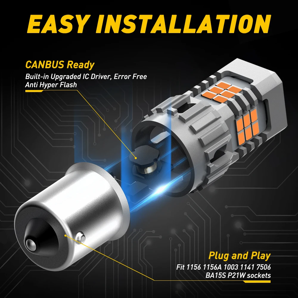 2 предмета в комплекте нет Hyper Flash T25 3157 P27/7 Вт 1156 P21W BA15S светодиодный Авто указатели