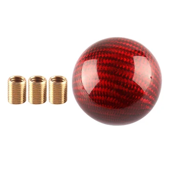 

2" Universal 100% Real Carbon Fiber Shift Knob Shifter Ball Red Easy To Hold