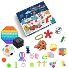 Fidget Toys jeu de calmar ensemble de jouets calendrier de l'avent de noël avec 24 sacs de jouets Anti stress boîte aveugle jouet Anti stress cadeau de noël