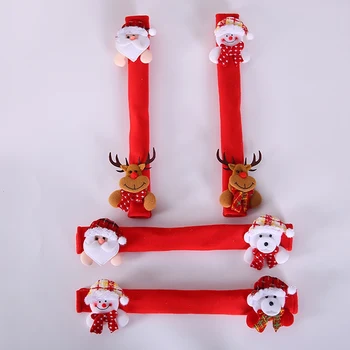 

4Pcs Christmas Refrigerator Door Handle Covers Set Fridge Microwave Oven Dishwasher Door Handle Protector Christmas Decorations