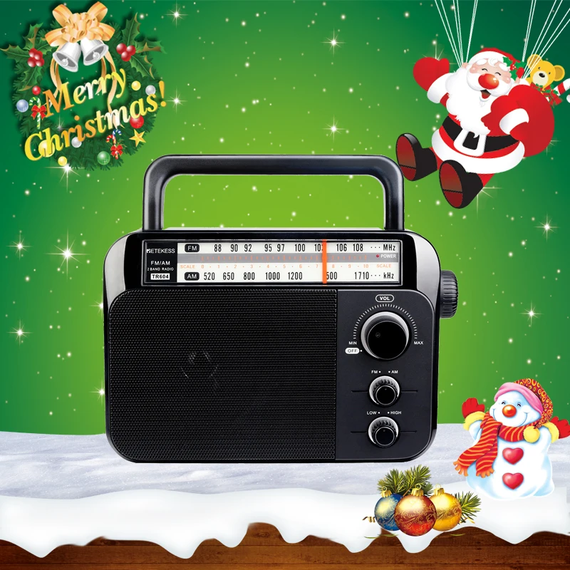 

Retekess TR604 FM/AM 2 Band Portable Radio AC Powered rechargeable Receiver with 3.5mm Earphone Jack for the elderly