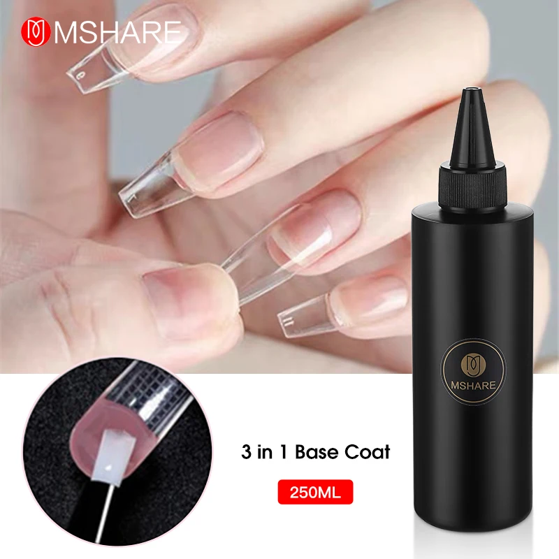 

MSHARE 3 In 1 Base Gel Nail Glue Slip Solution 250g 250ml Soak Off Base Coat Health Resin UV Varnish
