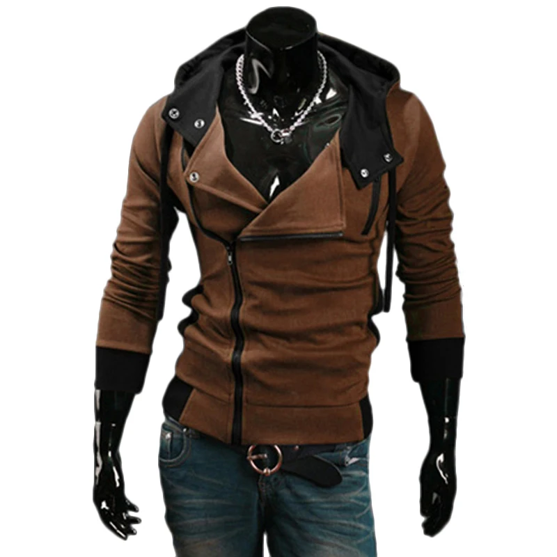 TANGYAXUAN мужские худи в стиле петчворк Повседневная Assassins Creed одежда мужские толстовки и толстовки sudadera hombre - Цвет: Коричневый