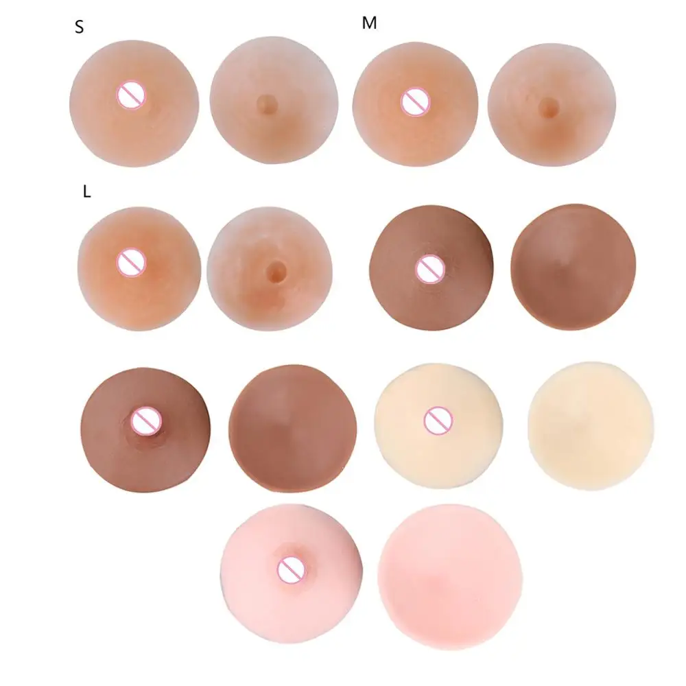 1 Pair Self Suction Washable Reusable Silicone Nipples for Breast Form Crossdresser Cosplay
