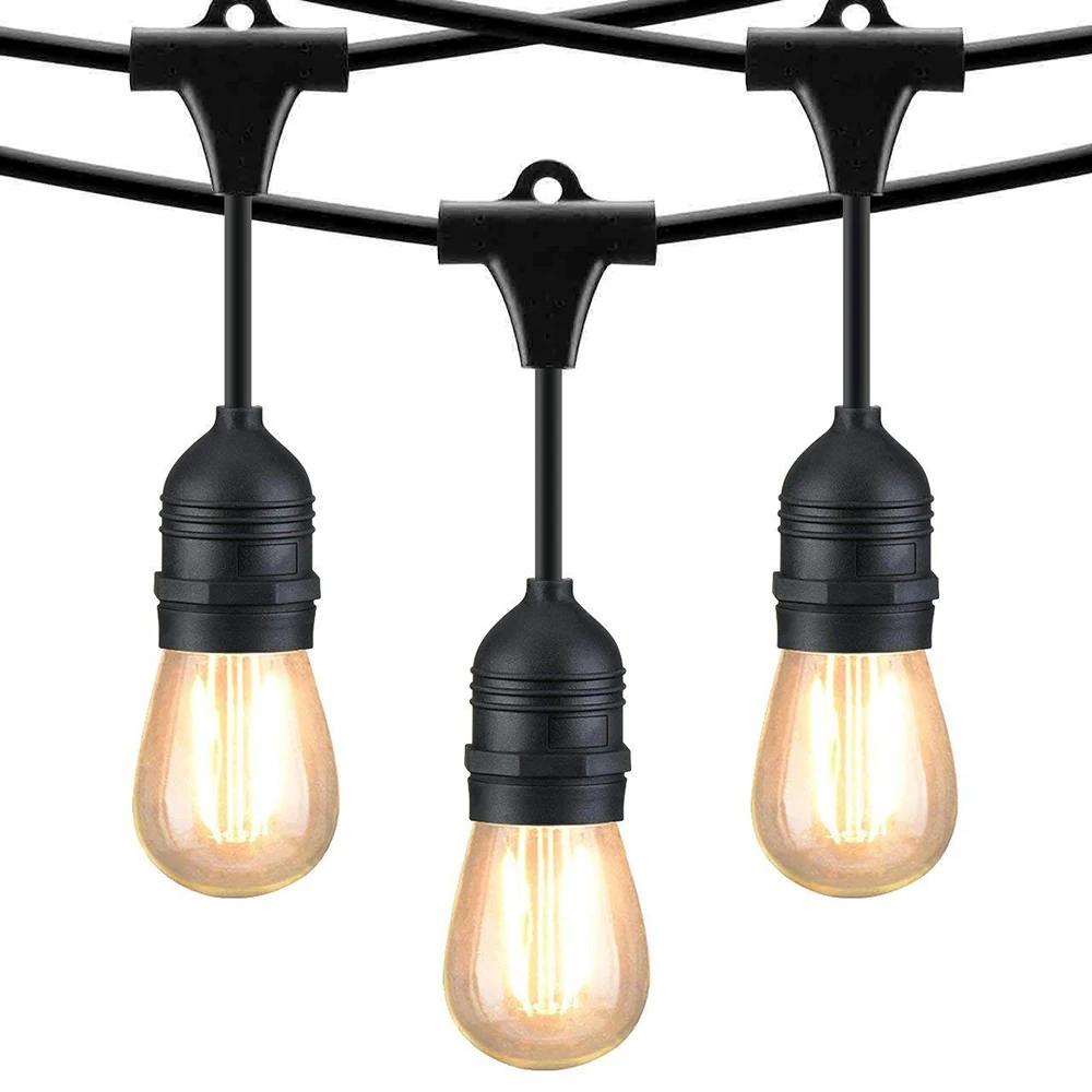 

Texsens Waterproof IP65 Lighting Strings 15M 16 Bulb String Light Indoor Outdoor Commercial Street Garden Backyard Holiday Lamp