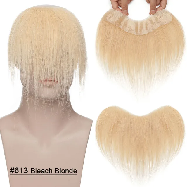 SEGO 4x18CM Thin Skin PU V Loop Men Hairpiece Indian Human Remy Hair Patch Replacement Handmade Real Hair pieces Length 15cm 613#