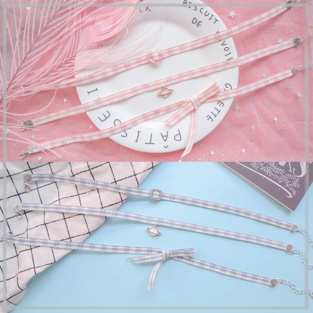 Doreen Box модное розовое/голубые ленточки ключицы цепи ожерелье для женщин Девушка Бант планета подвеска праздничное колье ожерелье ювелирные изделия