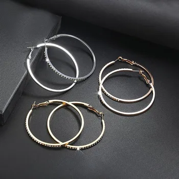 

56mm Big Circle Hoop Earrings For Women Hanging Charm Cubic Zirconia Simple Punk Brinco Round Earrings Party Jewelry Gift 2020