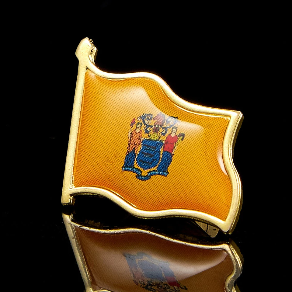 State of New Jersey USA Flag Lapel Pins Patriotism Gold Plated Multicolor Waving Pin&Brooch State of New Jersey USA Flag Lapel Pins Patriotism Gold Plated Multicolor Waving Pin&Brooch
