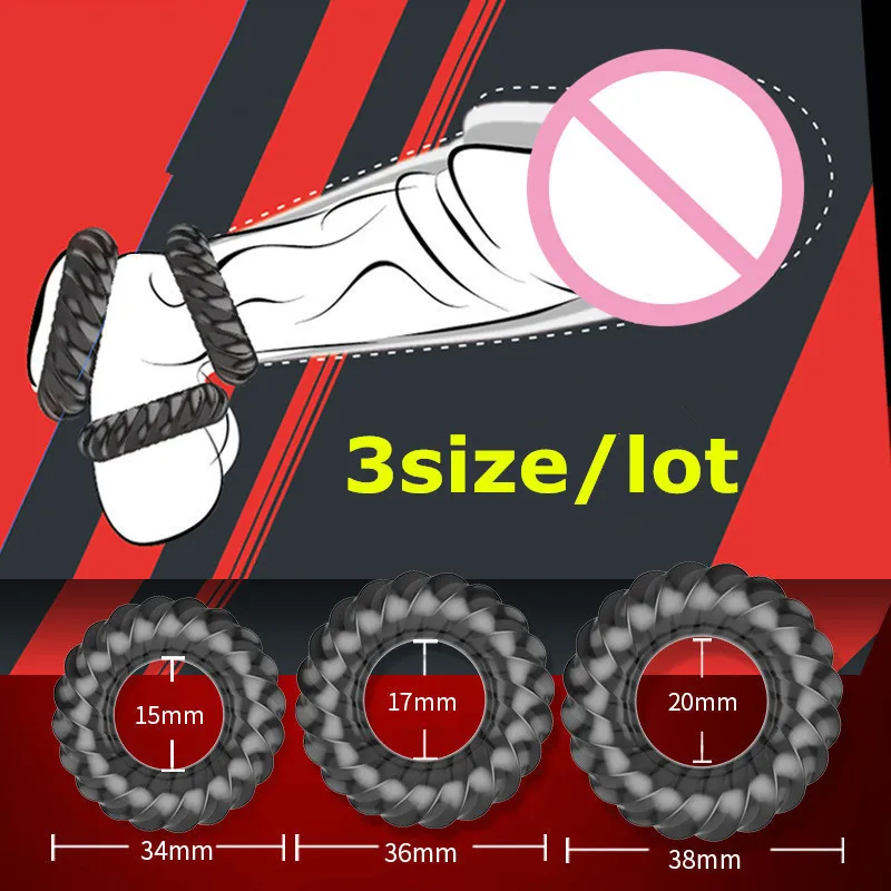 3pcs/lot Silicone Durable Penis Ring Cock Sex Toys For Adult Men Delay Premature Ejaculation Masturbator Lock Sperm Lasting | Красота и