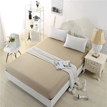

Blue Fitted Sheet King Queen Size Twin Bed Covers Anti Slip Bed Coverlet Waterproof Home Hotel Bedding Cover 11 Colors Optional