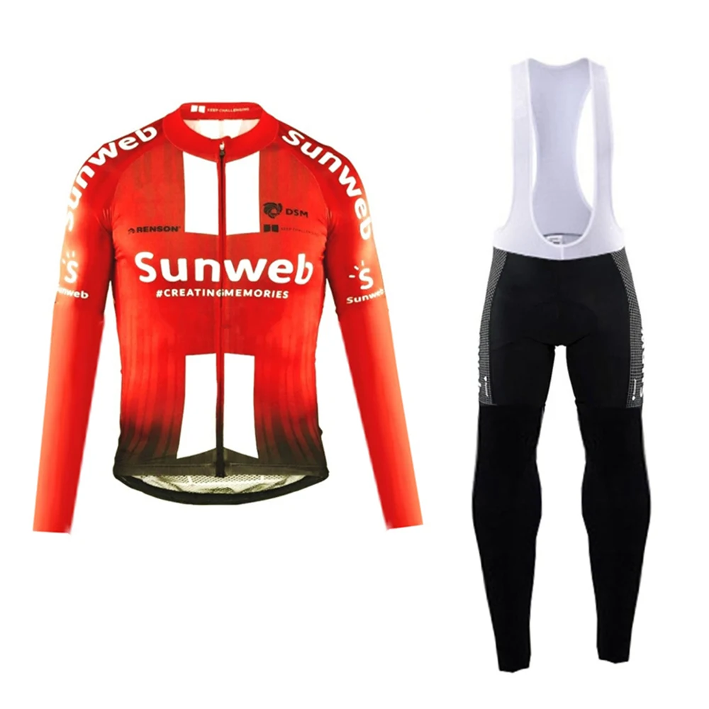 Весна и лето roupa ciclista sunweb с длинным рукавом Джерси костюмы для мужчин для верховой езды набор Быстросохнущий Maillot 12D PAD лайкра длинные брюки