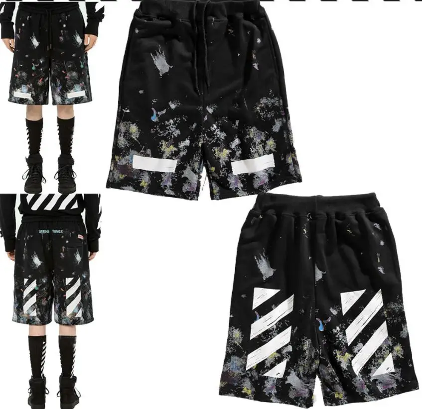 

OFF-WHITE C/O VIRGIL ABLOH OW 19ss streetwear Starry Fireworks Splash OW Loose Sports Beach men Jogging shorts