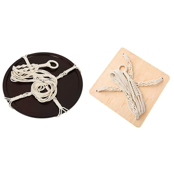 

SZS Hot 2 Pcs Holder Home Decor :1 Pcs Hanging Shelf Macrame Plant Hanger Flower Pot (With Wood Plate) & 1 Pcs Plant Hanger Indo