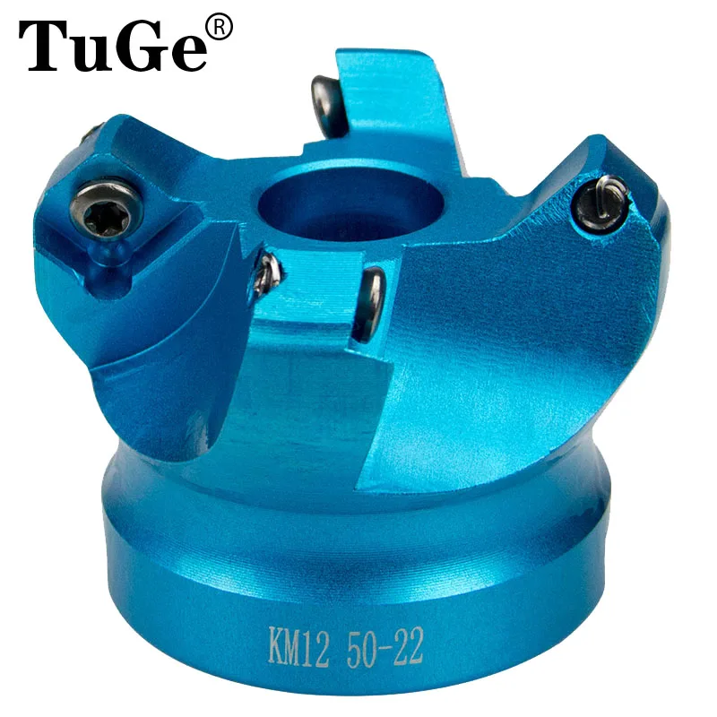 

TuGe CNC Face Milling Cutter Head KM12-50-22-4T KM12 63-22-4T KM12 80-27-5T 100-32-5T Milling head SEHT1204 inserts for Aluminum