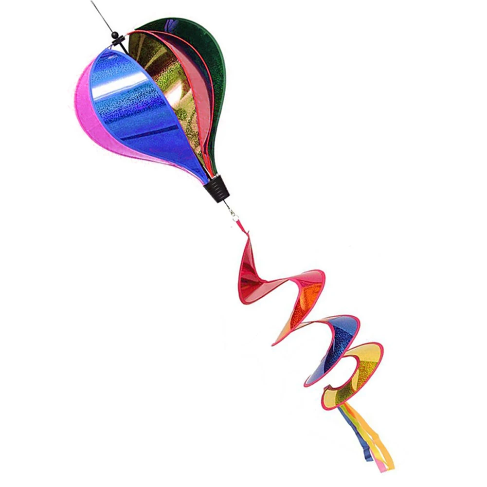 Colorful Hot Air Balloon Wind Spinner Rainbow Sequins Windsock Striped Outdoor Yard party festival celebration Decoration