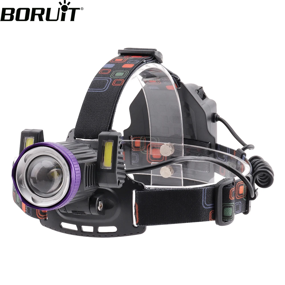 BORUiT XM L T6 COB светодиодный налобный фонарь 4 режимный зум Фара USB зарядное