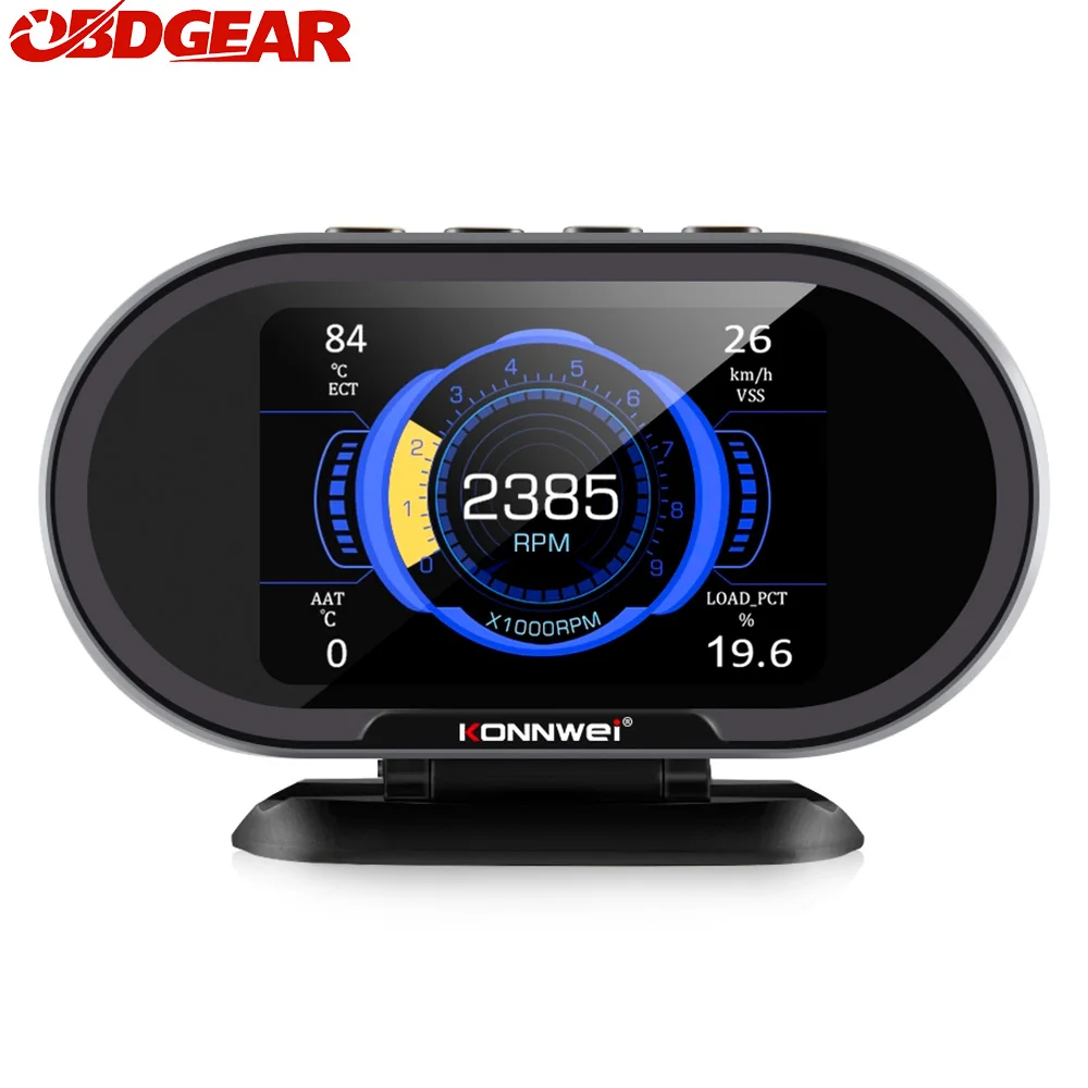  Автомобильный бортовой компьютер KONNWEI KW206 Obd 2, Автомобильный сканер OBD2, датчик расхода топлива, воды, температуры, цифровой дисплей HUD 