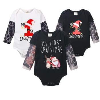 

First Christmas Baby Bodysuit 2020 Autumn Newborn Baby Girl Boy Jumpsuits Romper Clothes Tattoo Long Sleeve For 0-24M