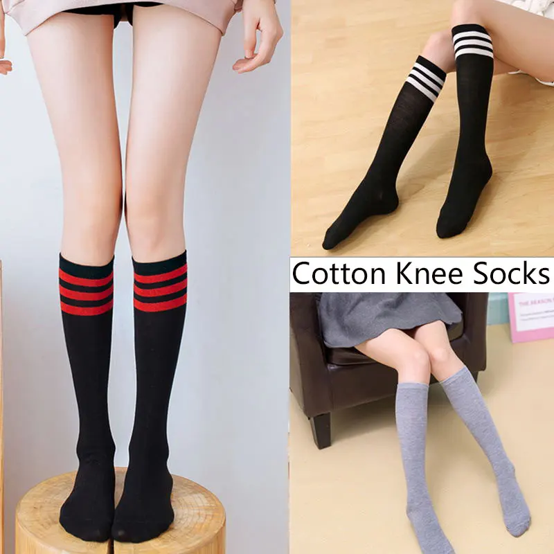 High Elasticity Girl Cotton Knee High Socks Uniform Lightening Truzzle Women Tube Socks