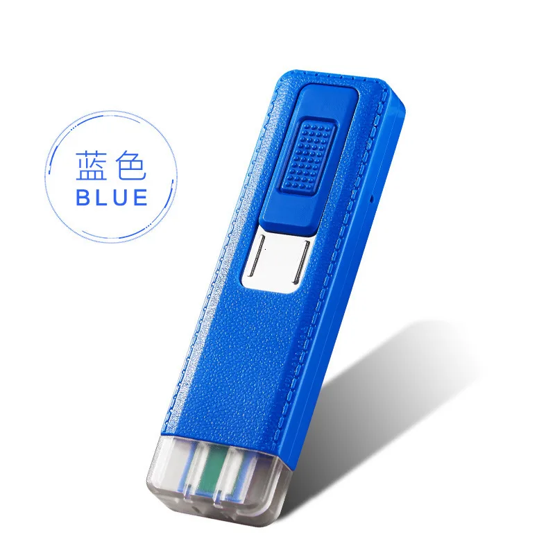 Мини-Usb Двусторонняя ветрозащитная зарядка точечный детектор дыма индивидуальность оригинальность электронная зажигалка - Цвет: blue