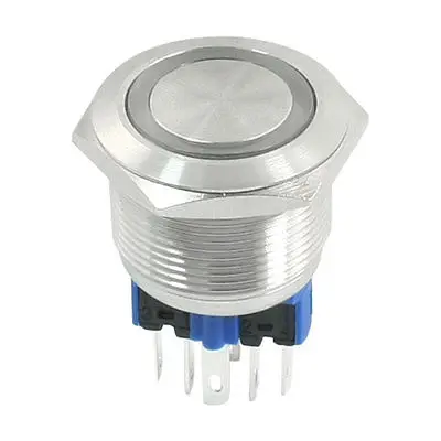 

DC 24V Red Indicative LED DPST Momentary Metal Push Button Switch 22mm Thread