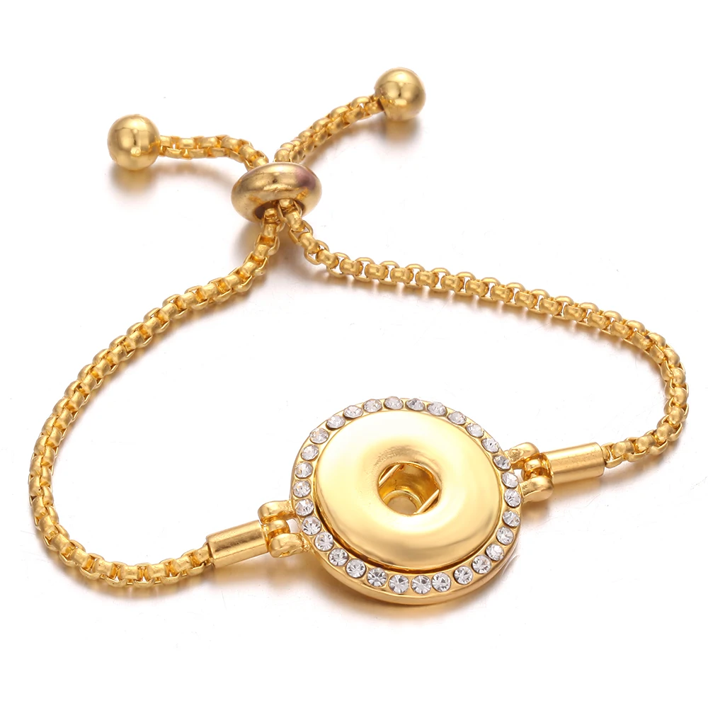 DIY Snap Button Jewelry Bracelet Trendy Adjustable Elastic Chain Metal
