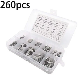 

Appliances Spring Washer Corrosion resistance Replacement 260Pcs Silver