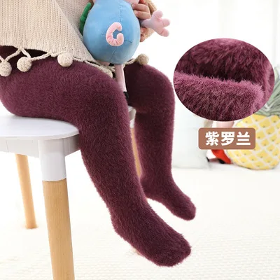 purple Зимние колготки из хлопка для мальчиков и девочек; Милые плотные однотонные штаны; чулочно-носочные изделия; Детские Длинные теплые колготки - Цвет: purple