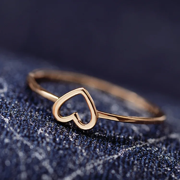 Простые золотые и серебряные кольца в форме сердца, крошечные полые кольца в форме сердца для женщин, кольца золотого цвета на палец, ювелирные изделия