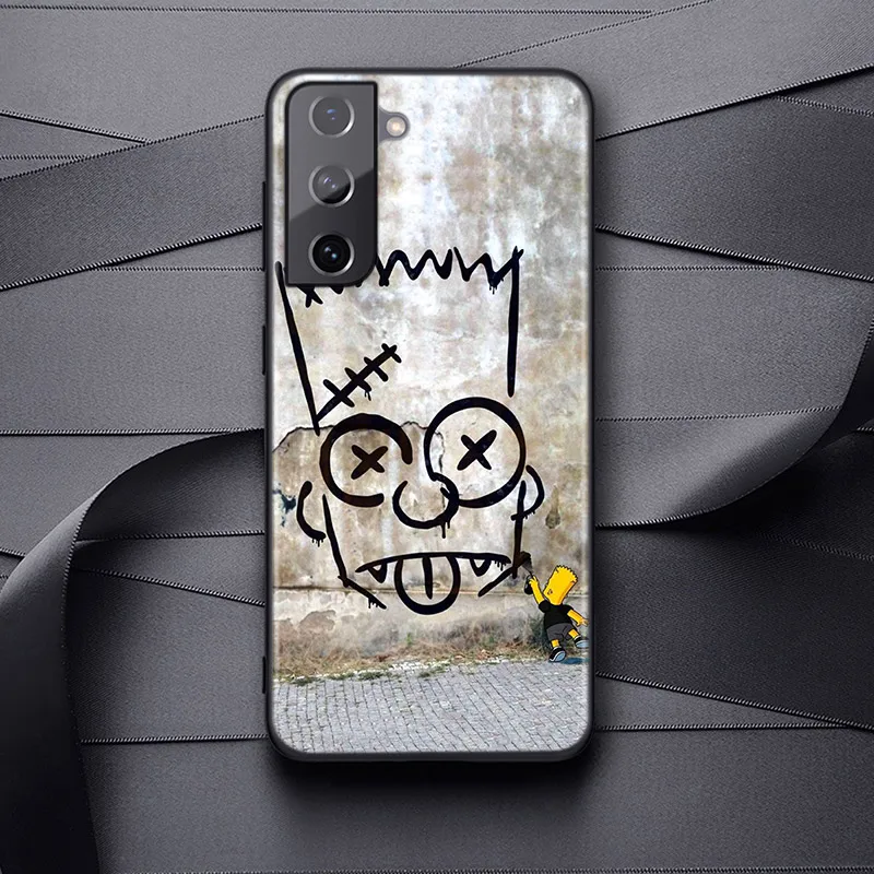 The Simpsons Soft Black Cover For Samsung Galaxy S22 S21 S20 FE Ultra S10 S10e Lite S9 Plus Pro Phone Case kawaii phone cases samsung