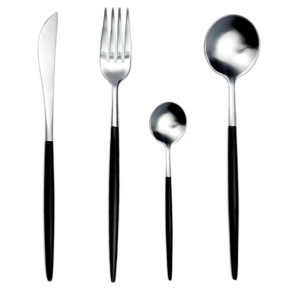 Black Silver 4 шт./компл. Высокое качество матовый набор посуды столовые приборы набор вилок Ножи столовая ложка, 304 Нержавеющая сталь - Цвет: Black Silver