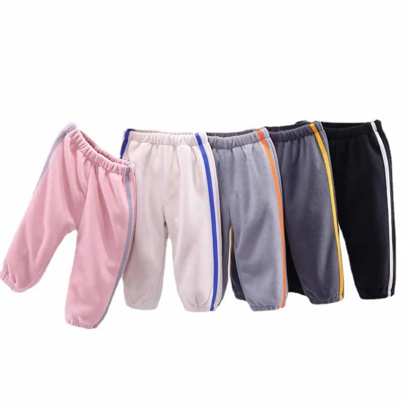

Winter Kid Thick Trousers Autumn 0-5y Children Straight Warm Stripe Casual Sports Pant Baby Girl Boys Elastic Waist Sweatpan