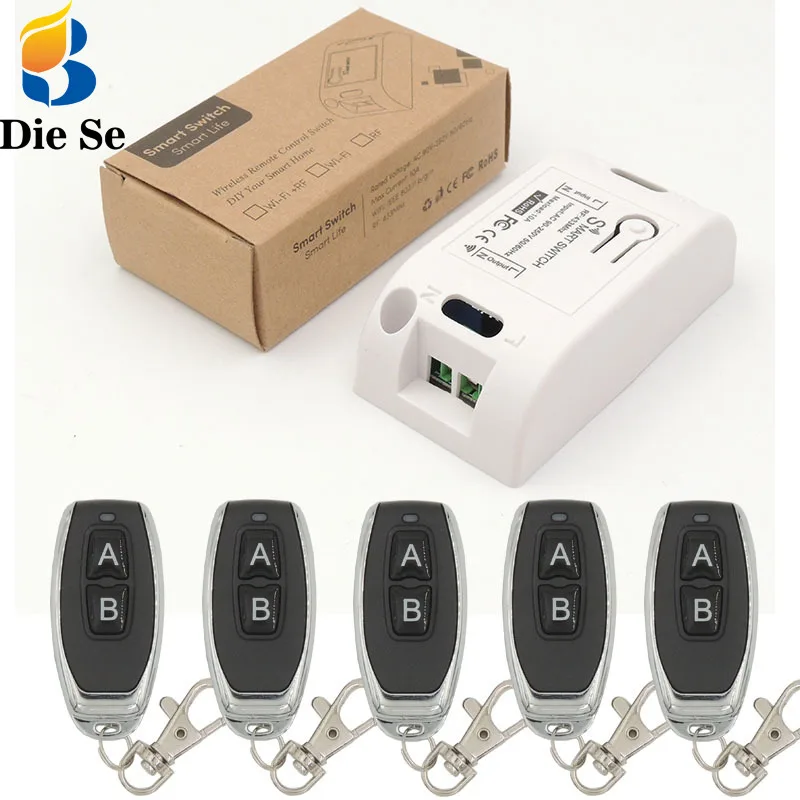

Universal Lighting Controller 433MHz Wireless Remote Control AC 220V 10Amp 2200W 1CH RF Relay Switch and Transmitter for Lamp